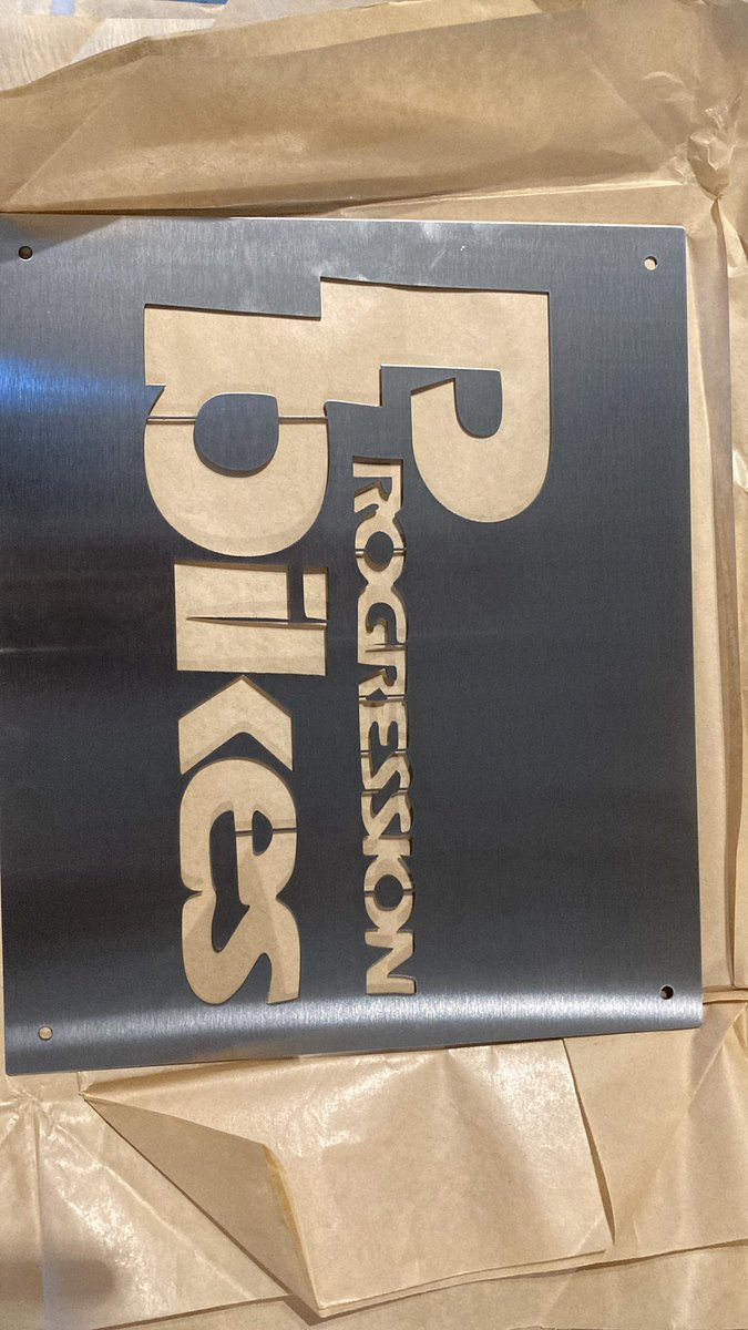 Signs for local bike shop. Look really good. Stainless and brushed using our new linisher.#laser #design #Engineering #ukmfg