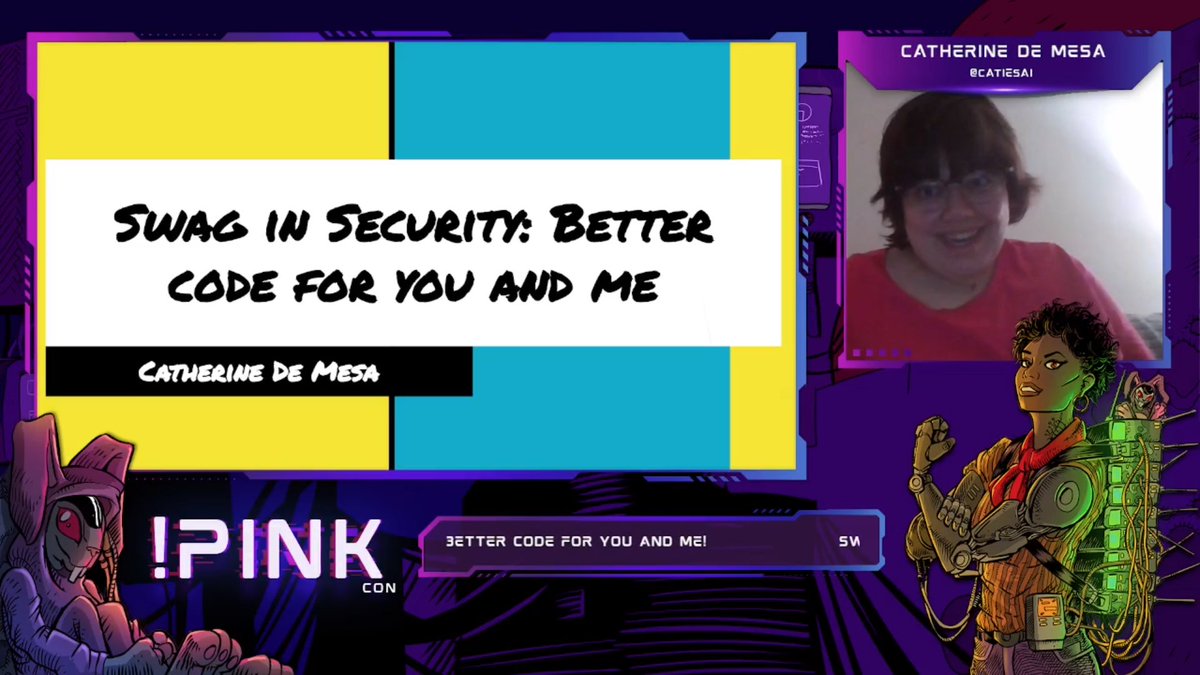 📢 NOW! @CatieSai is presenting her talk "Swag in Security: Better code for you and me"! 😀

📢 ¡AHORA! @CatieSai nos presenta su charla "Swag in Security: Better code for you and me"! 😀

👉 twitch.tv/notpinkcon