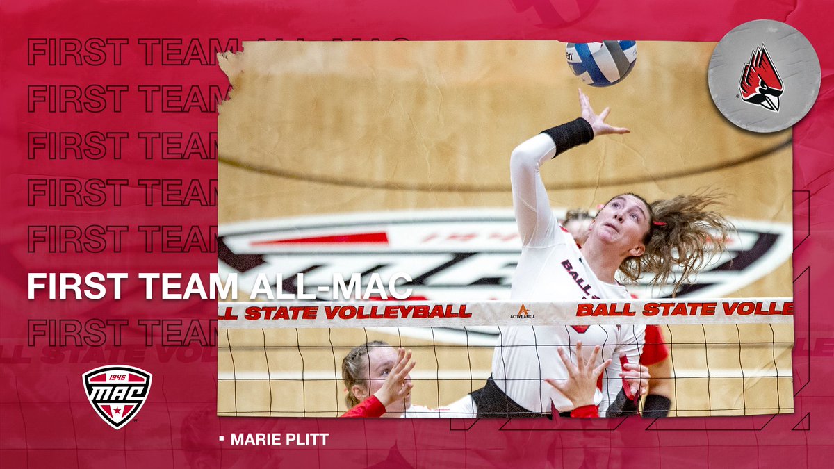 BallStateWVB's tweet photo. Congrats to our @MACSports leading 4⃣ First Team All-MAC honorees

@megan_wielonski, @MariePlitt, @mitchem_6 &amp; @3jaclyn 

👏 Well deserved Cardinals 👏

📰: https://t.co/Mcgj41ayei https://t.co/bV4tW1rWtw