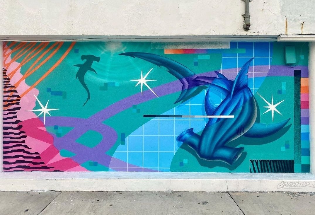 CFlipNFT's tweet photo. Recent #SharkBasel #Grabisms mural by #Grabster 💯🔥
#ViceCityMarina https://t.co/mXddUJFBcU