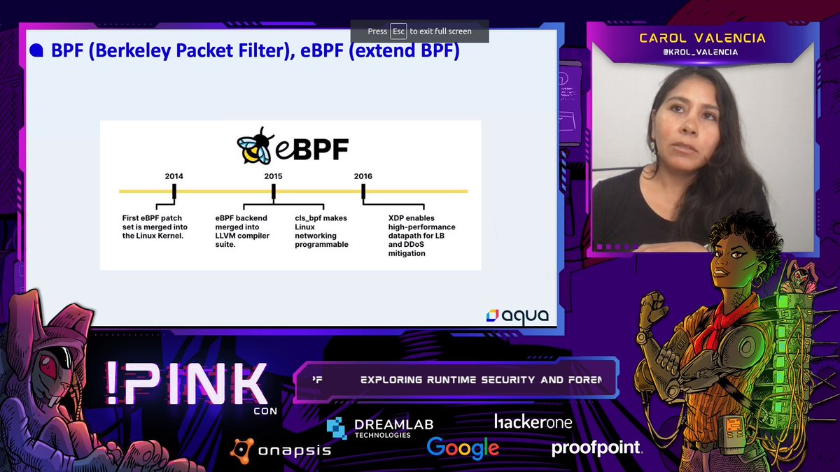 🚨 EN VIVO ¡Vení a aprender junto a <a href="/krol_valencia/">Carol Valencia 🐾</a> sobre eBPF, #Tracee, contenedores y seguridad en runtime! 😍

🚨 NOW LIVE! Join <a href="/krol_valencia/">Carol Valencia 🐾</a> to learn about #eBPF, Tracee, containers and runtime security!  🤩

👉 twitch.tv/notpinkcon