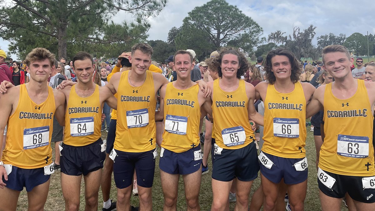 ALERT! @cedarvillexc finishes 31st of 34 teams at the 2021 <a href="/NCAADII/">NCAA Division II</a> Cross Country Championship (10K) in Saint Leo, FL!
Leist / 68th (32:05.8)
Kelly / 145th (33:05.9)
Cramer / 190th (33:56.0)
Pendleton / 205th (34:28.0)
Felumlee / 206th (34:31.7)
#CONGRATS #ForHim