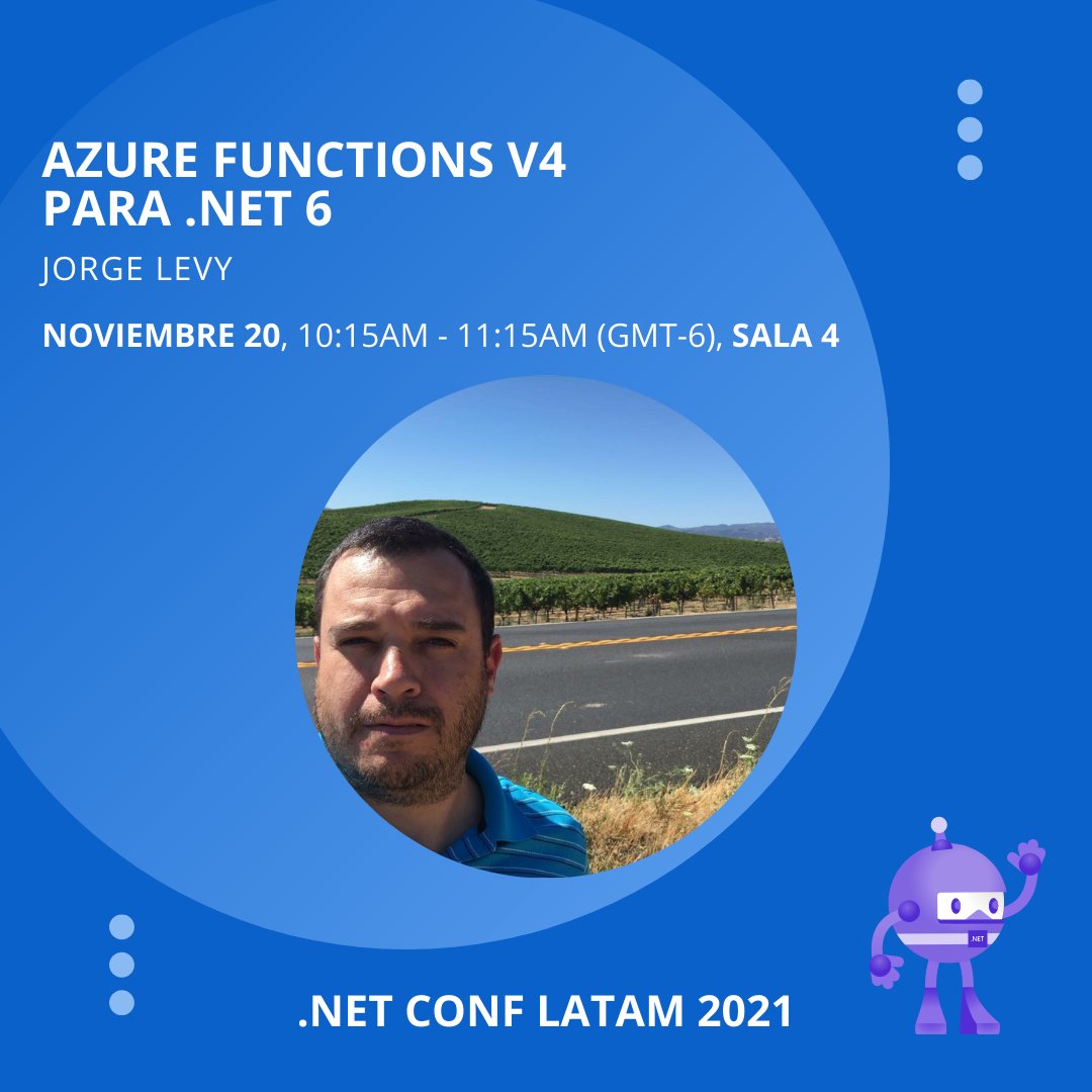 darkicebeam's tweet photo. Azure Functions V4 para .Net 6

Sala 4: https://t.co/MJR5FeocTd
con @KodiakMx 

#dotnetconflatam 
#dotnetconf https://t.co/e1dElUB4kX