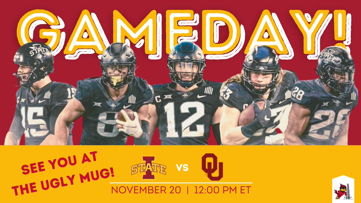 CyclonesDC's tweet photo. 🚨🌪 It’s CYCLONE GAMEDAY!! Come join the DC Cyclones at The Ugly Mug at noon to watch ISU eat ‘em up, beat ‘em up on Oklahoma! Gamewatch details: https://t.co/ZAOsE8Bqpl https://t.co/EzqHyGRFxU