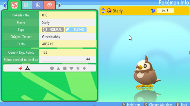 GreenKrabby's tweet photo. Just randomly found this full odds Shiny Starly in #ShiningPearl whilst trying to level up my abra!

Typical that it was off stream but hopefully we will have more luck like this going forward on stream.

#shinypokemon #ShinyStarly https://t.co/pHxFrQYzYE