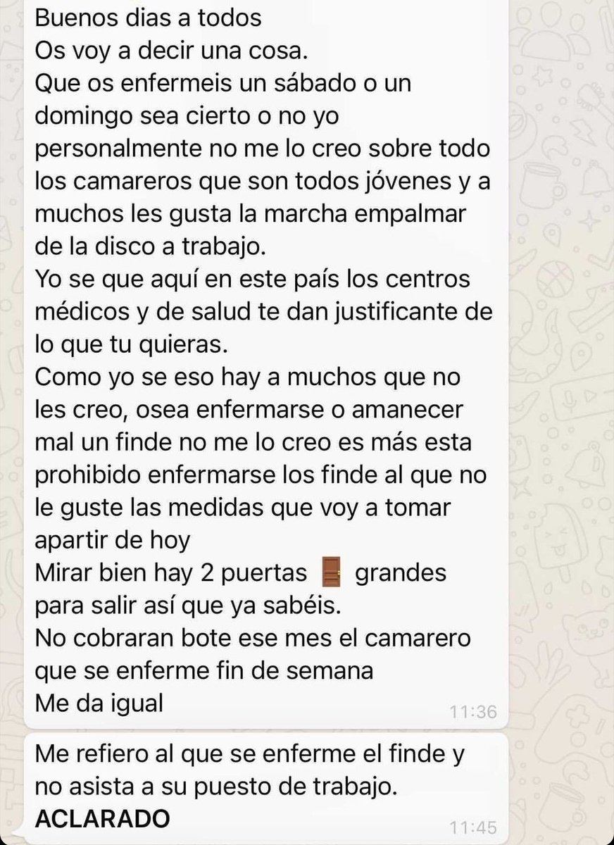 Grupo de WhatsApp del trabajo: Prohibido enfermar los findes...