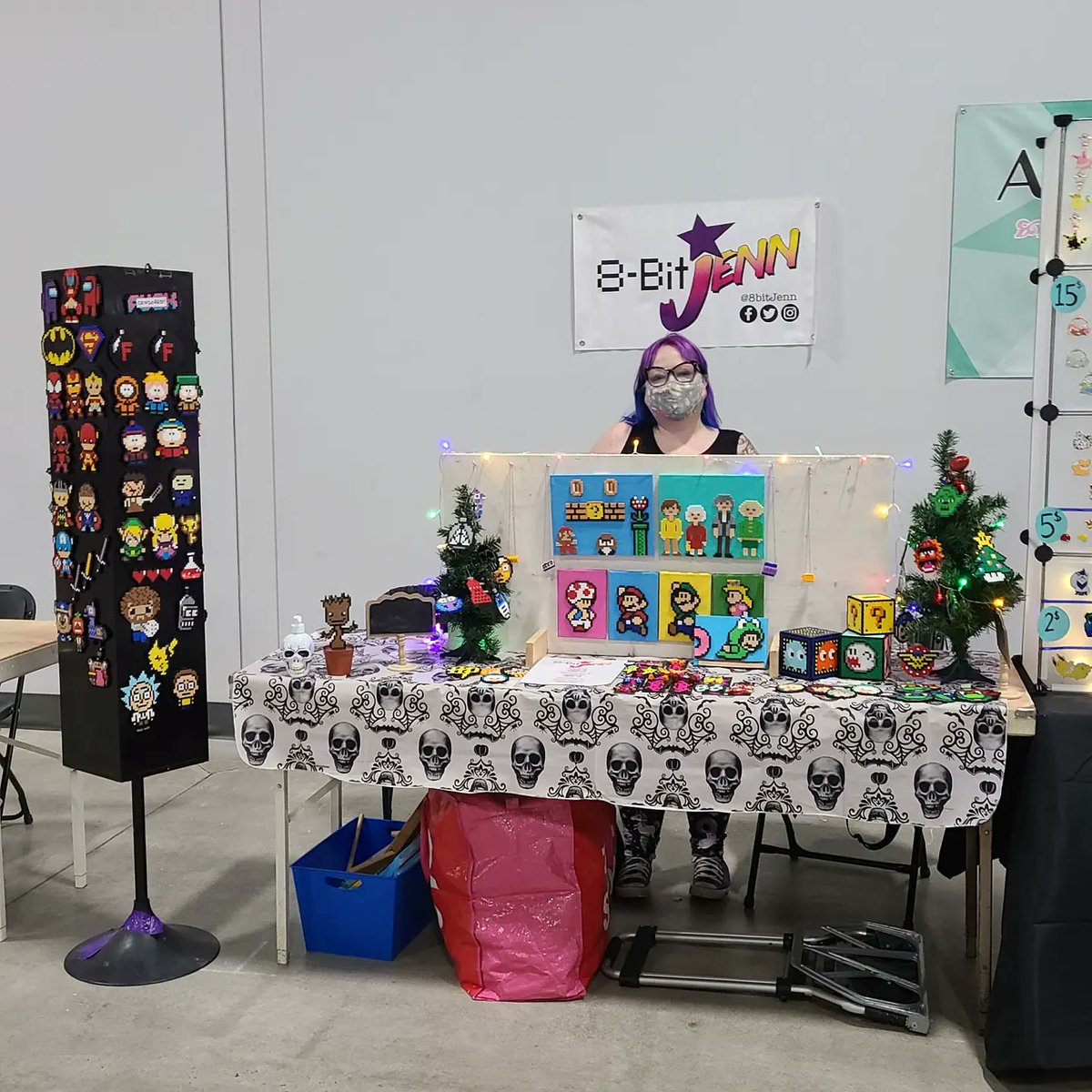 JennnPritchard's tweet photo. My alter ego 8bitjenn is hanging out at @OttawaCC today. Come check out some great artists and fun stocking stuffers. It's all happening at the @EYCentre today and tomorrow. #Ottawa #ottawacomiccon #holidayedition https://t.co/0Z0eGiFovK
