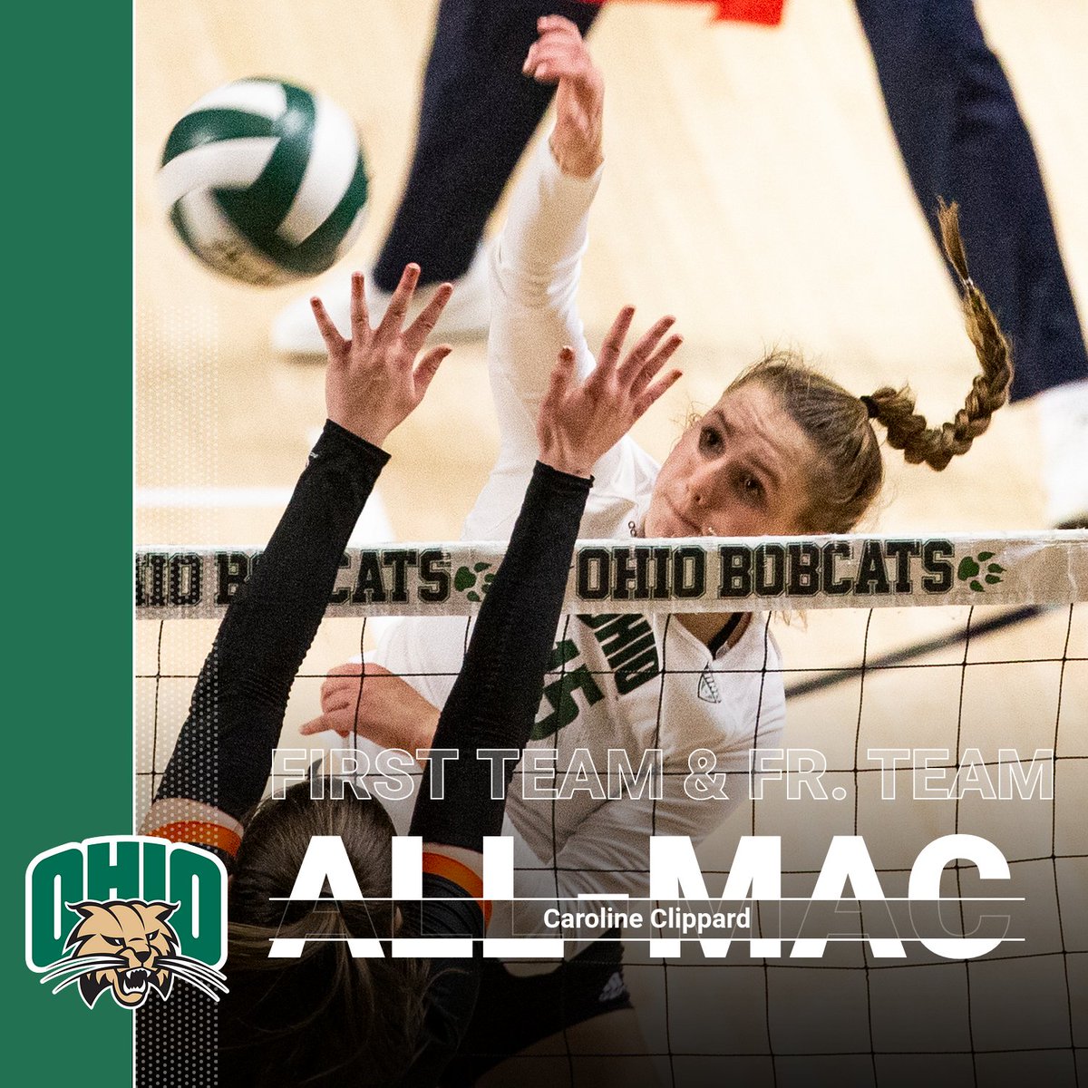 OhioBobcatsVB's tweet photo. We're prOUd of our All-MAC honorees!

Congrats to @Steele8Samantha, Caroline Clippard and @maggienedomaa on their All-MAC awards!

 📰 https://t.co/ebEUdB2VyG https://t.co/s2N60yQ1ih