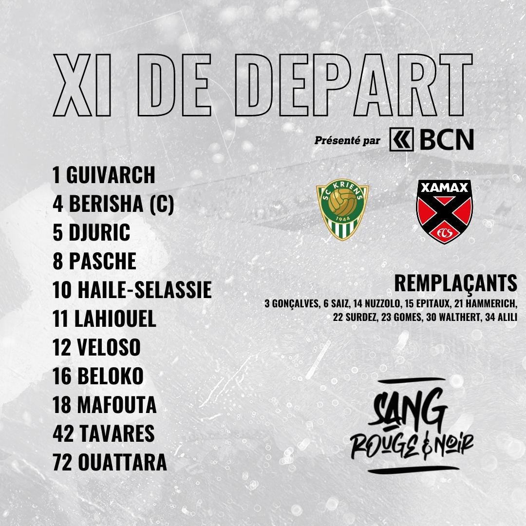 XamaxFCS's tweet photo. Le XI de départ xamaxien pour affronter le SC Kriens ! ⚒️🔴⚫
#SCKXAM #SangRougeNoir #AllezXamax https://t.co/yifFQSYdIw