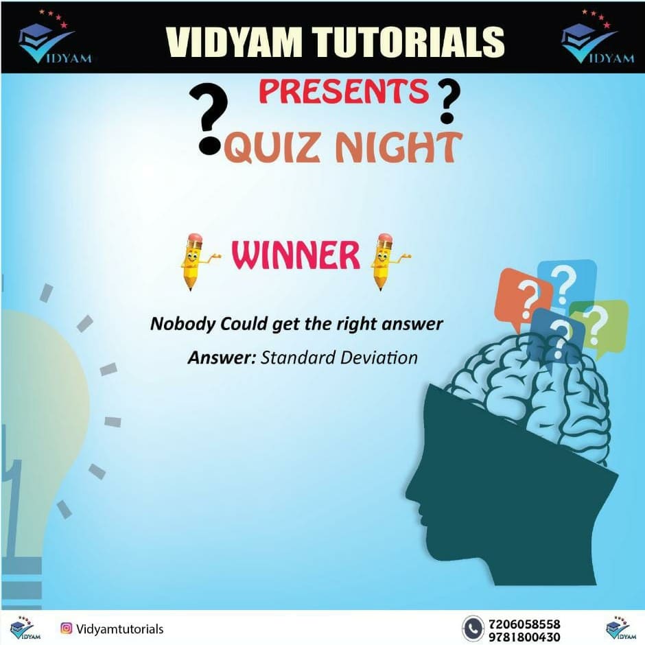 vidyam_t's tweet photo. Vidyam Tutorials brings to you Quiz Night. Be ready, Be smart, Be noticed. Be ready every Saturday to answer our exclusive quiz questions and win amazing prizes. Also swipe to know the winner of previous quiz night.
.
.
.
.
.
.
.
.
.
.
.
#vidyam #vidyamtutorials #viralpost https://t.co/zlLASyQyLI