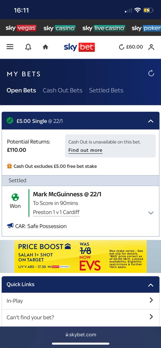 seanwhite5059's tweet photo. Some bet 🍺💸 @MarkMcguinness0 @SkyBet https://t.co/wJuUxjZVdS