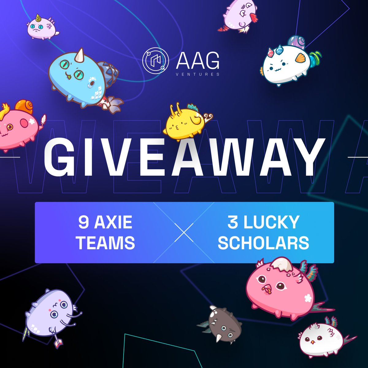 📣Scholarship giveaway 📣

To start the weekend with a smile we are giving away 3 #AAGscholarships 😍

1. Join our Discord discord.gg/RcaDUDEB  
2. Retweet this post
3. Follow us on Twitter

Lucky winners will be announced on Monday!

#AAGscholars #AAGguild #PlayToEarn
