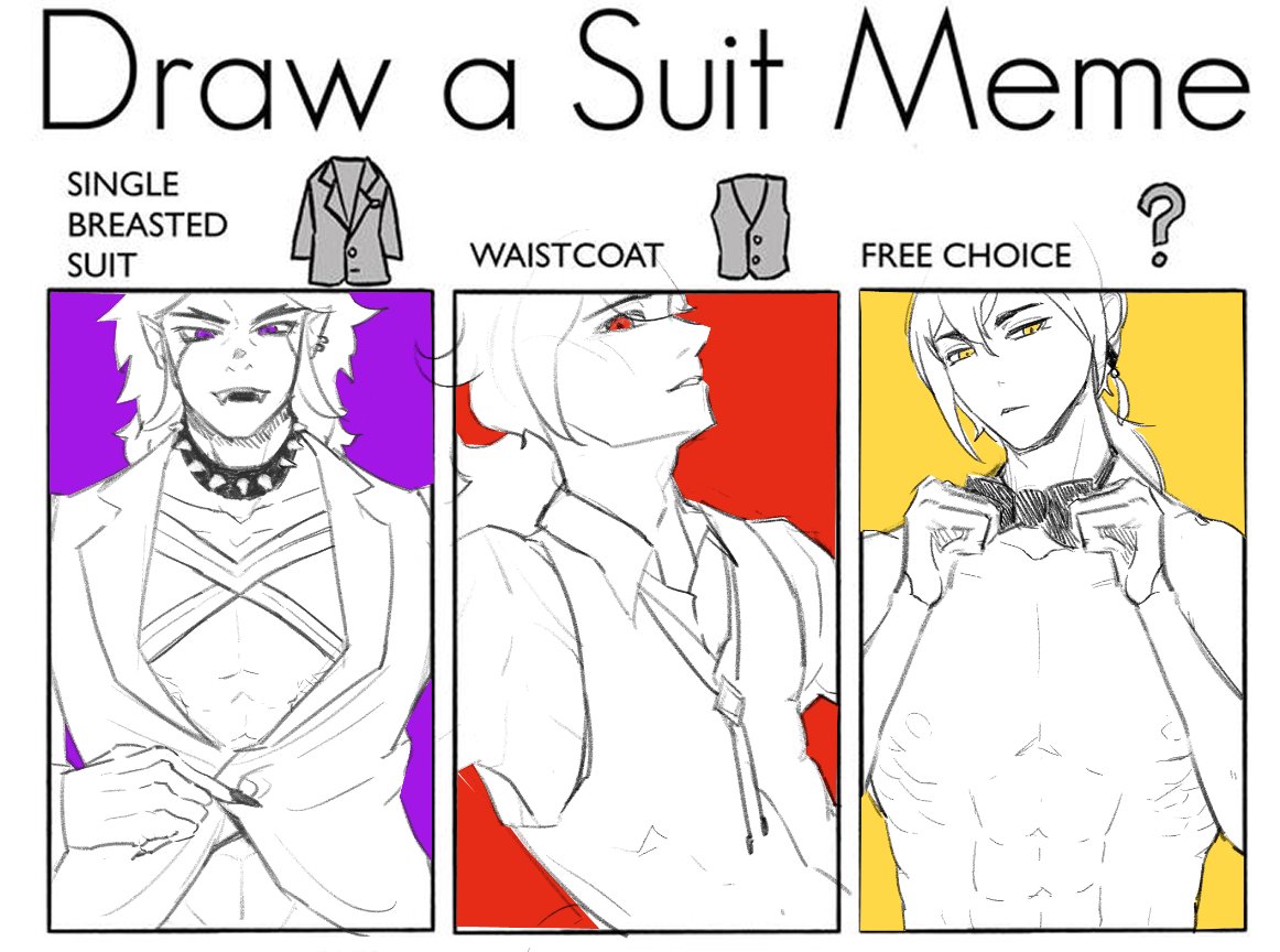 Draw a suit meme (1) #Itto #ittoarataki #Diluc #DilucFanart #zhongli 