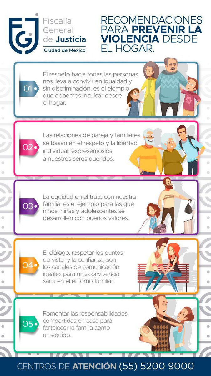 FiscaliaCDMX's tweet photo. Recomendaciones para prevenir la violencia desde el hogar. El respeto, la equidad, el diálogo y la responsabilidad compartida son pilares de una sana convivencia https://t.co/MrSn8kbxfy