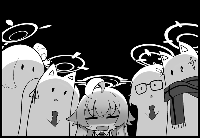 今描いてるかわいいアビドスの皆さん 