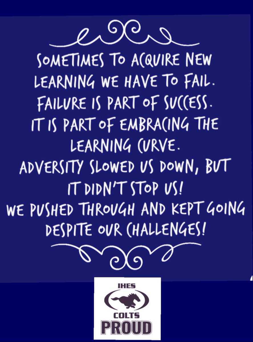 This fall @IHES_Colts staff learned to use a new software system. Having a  #LearnersMindset helped us create favourable conditions to succeed together. Sometimes it took many tries to get something right. They showed tremendous #grit!  I am so proud of their effort!👏👏👏👏👏