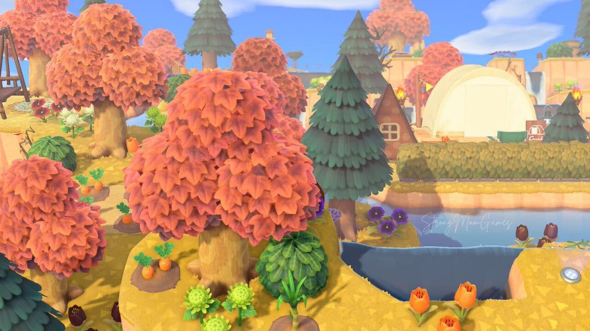 BearyChristy's tweet photo. One of my most faves spots on my FINISHED fall farm island! A sunken campsite area 😍  I love all the new camera angles we have now too! #acnh #animalcrossing #fallfarm
.
Go check out my Dream Address. I would love to hear what yall think! <3 
.
DA - 1477 - 9530 - 7569 https://t.co/ZkBT8D3z5V