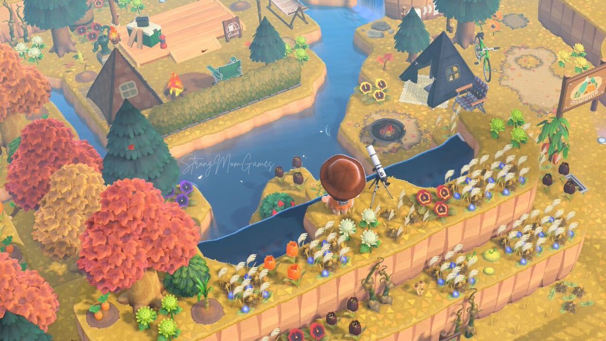 BearyChristy's tweet photo. One of my most faves spots on my FINISHED fall farm island! A sunken campsite area 😍  I love all the new camera angles we have now too! #acnh #animalcrossing #fallfarm
.
Go check out my Dream Address. I would love to hear what yall think! <3 
.
DA - 1477 - 9530 - 7569 https://t.co/ZkBT8D3z5V
