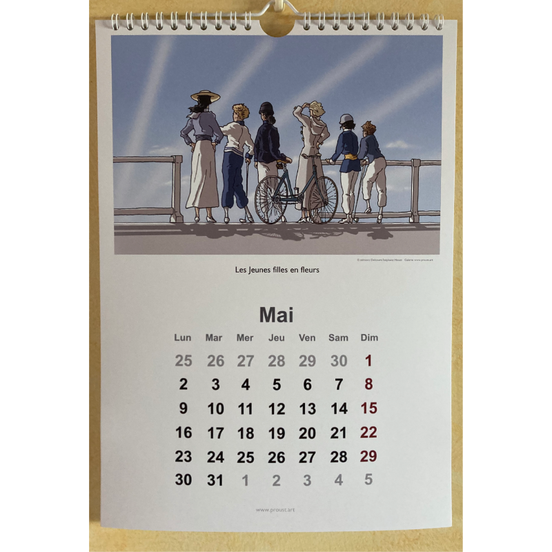 ProustArt's tweet photo. Le calendrier Marcel Proust du centenaire illustré par Stéphane Heuet, auteur de "À la recherche du temps perdu" en bande dessinée. 

Mai 2022 : Les jeunes filles en fleurs.

Disponible sur https://t.co/mLnlSQAhil

#proust