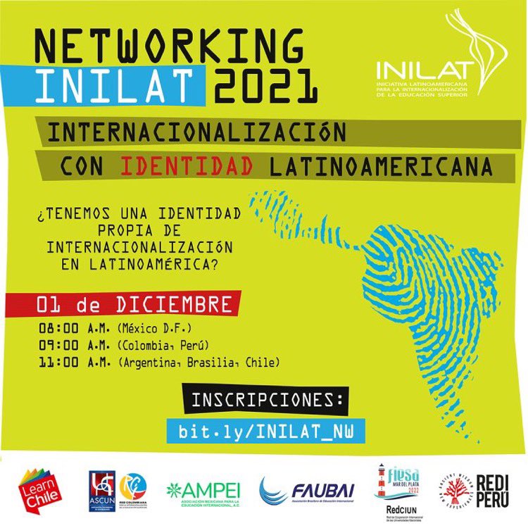AMPEI1's tweet photo. 📣📣#INILAT | -Con mucho agrado invitamos a todas las Instituciones de Educación Superior latinoamericanas a participar del Primer Encuentro de Networking INILAT, que se realizará virtualmente el miércoles 1 de diciembre a las 9:00 a.m. (COT). https://t.co/DZjh4FfcYk