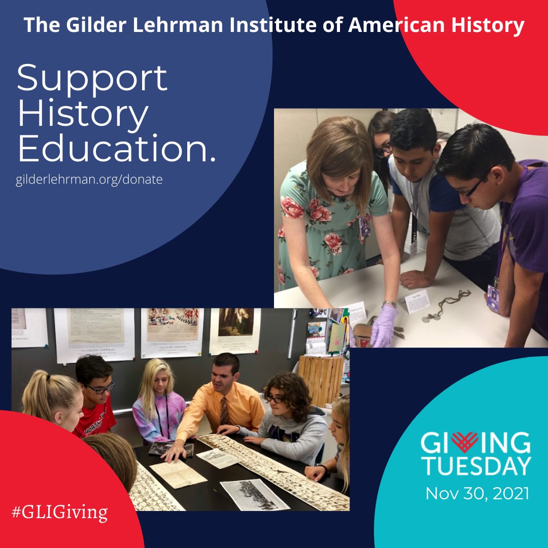 Gilder_Lehrman's tweet photo. Support history education over the holidays!
 
This #GivingTuesday, please consider donating to @Gilder_Lehrman. Your contribution supports the programs and resources the Institute offers year-round to teachers, students, &amp; the general public.

https://t.co/CfOrUrTg0c #GLIgiving https://t.co/dlWAJSUcBS