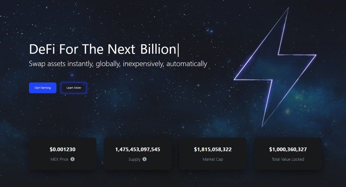 HeliosStaking's tweet photo. 🚀There it is folks... 1 Billion in TVL for the @MaiarExchange!

🥳Big congrats to the @ElrondNetwork team &amp; the $EGLD community for achieving this mega milestone in such little time! 

⚡Not only that this is only the beginning for $MEX! https://t.co/TMvE4fGvnX