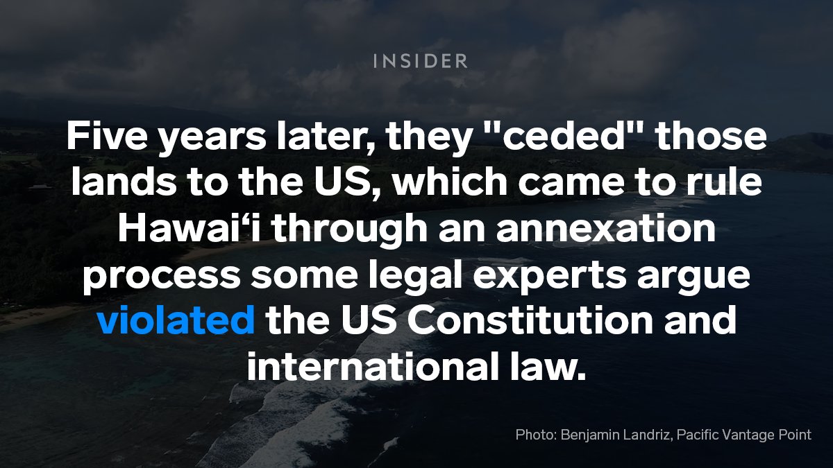 The modern history of Hawaiʻi is founded on land appropriation. 

In 1893, American businessmen overthrew the Hawaiian Kingdom's government, seizing ownership of 1.8 million acres of land as well as control over the country.

businessinsider.com/mark-zuckerber…