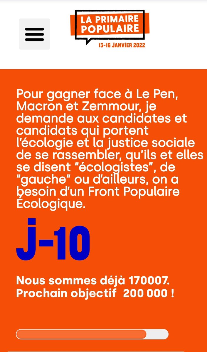 c_pairot's tweet photo. 170 000 personnes soutiennent la #PrimairePopulaire +15K en 8j.
Pdt ce tps @JLMelenchon @yjadot @Anne_Hidalgo ↘️ ds les sondages. La division est irresponsable &amp; ne paie pas. Nous méritons mieux. Répéter 2017 est grotesque.Nous ne vous laisserons pas nous imposer une défaite de + https://t.co/0MWYfEqNhM