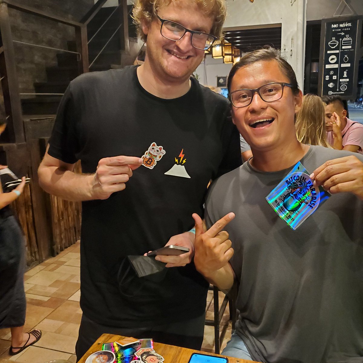 BitcoinTourists's tweet photo. A magical evening spent with #Bitcoiners talking shop, spending Sats and trying out a #ChivoWallet 

#AdoptingBitcoin #adopt21 #BitcoinWeek #Bitcoin #ElSalvador #BitcoinTourists #BitcoinCoast #LN #BTC #BitcoinAcceptedHere  #BitcoinWorld #BitcoinTravel  #LightningNetwork https://t.co/wTqB8U2vLX