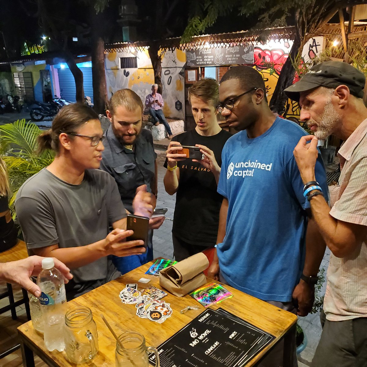 BitcoinTourists's tweet photo. A magical evening spent with #Bitcoiners talking shop, spending Sats and trying out a #ChivoWallet 

#AdoptingBitcoin #adopt21 #BitcoinWeek #Bitcoin #ElSalvador #BitcoinTourists #BitcoinCoast #LN #BTC #BitcoinAcceptedHere  #BitcoinWorld #BitcoinTravel  #LightningNetwork https://t.co/wTqB8U2vLX
