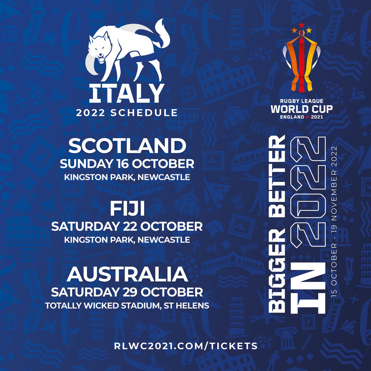 ITALIA_RLXIII's tweet photo. #RLWC21
Il più grande torneo di #RugbyLeague del mondo, Uomini, Donne, e Atleti su carrozzina. Un tripudio sportivo come mai prima d'ora!
The best #RWLC ever in the history!
Gli impegni ufficiali dell'Italia maschile👇🏻
@RLWC2021 #FIRL https://t.co/8Y3lOAEYnd