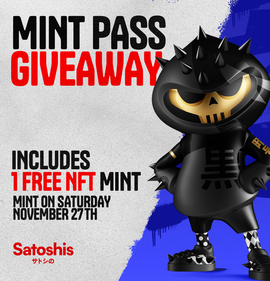 WeAreSatoshis's tweet image. 🔥🔥Satoshis Are Minting On Saturday, Nov 27th🔥🔥

Our mint is coming in just 7 days! We are giving away one free mint pass! With a mint pass, you can mint a Satoshi for free! 🎉

To WIN:
✅Retweet this &amp;amp; tag 3 friends
✅Follow us
✅Join our Discord 👉discord.gg/satoshis
