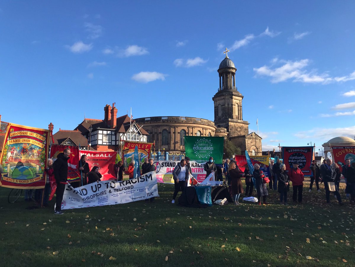 JessoftheShire's tweet photo. Union and community solidarity on display in Shrewsbury Quarry today for John Boken and victimised union reps around the country. #shrewsburycollege #nationaleducationunion #iamjohnboken https://t.co/Kew2PoJ14N