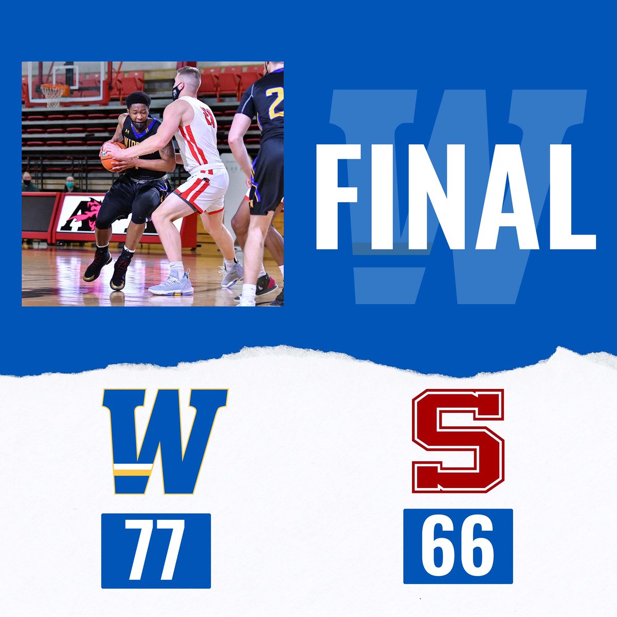 WidenerSports's tweet photo. Now that’s how you pull off the upset! 

@WidenerMBB takes down the No. 8 team in the country! 

#GoWidener #PlayWithPride https://t.co/8X2KsfscQA