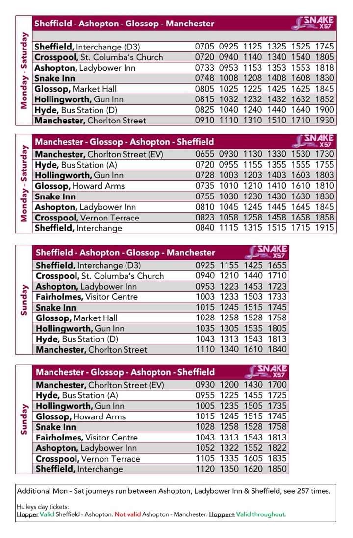 WoodheadRoute's tweet photo. In other news.

We are sad to learn that the #X57 bus service provided by Hulleys of Baslow between #Sheffield, #Glossop and #Manchester will be withdrawn on Saturday 8th January.

This was popular for walking the @TPT_National from Hadfield to Woodhead Tunnel. https://t.co/fGbYntEA8j