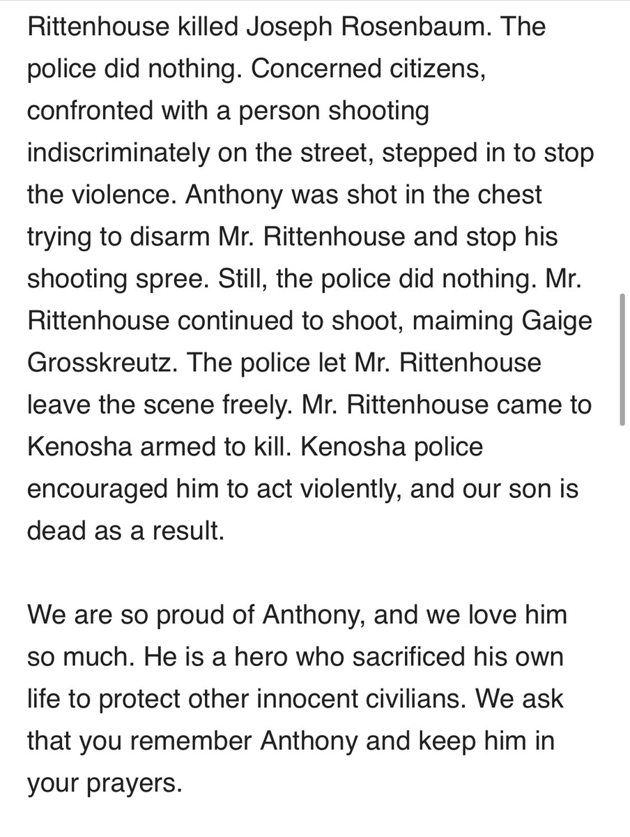 AutonomousATL's tweet photo. In national news, the #KyleRittenhouseTrial has ended with a verdict of not guilty on all counts. Rittenhouse walks "free" after killing two antifascist protestors at a BLM rally in Kenosha, WI, last year. The family of one of the victims, #AnthonyHubert, released this statement: https://t.co/mfmGKBIHS1