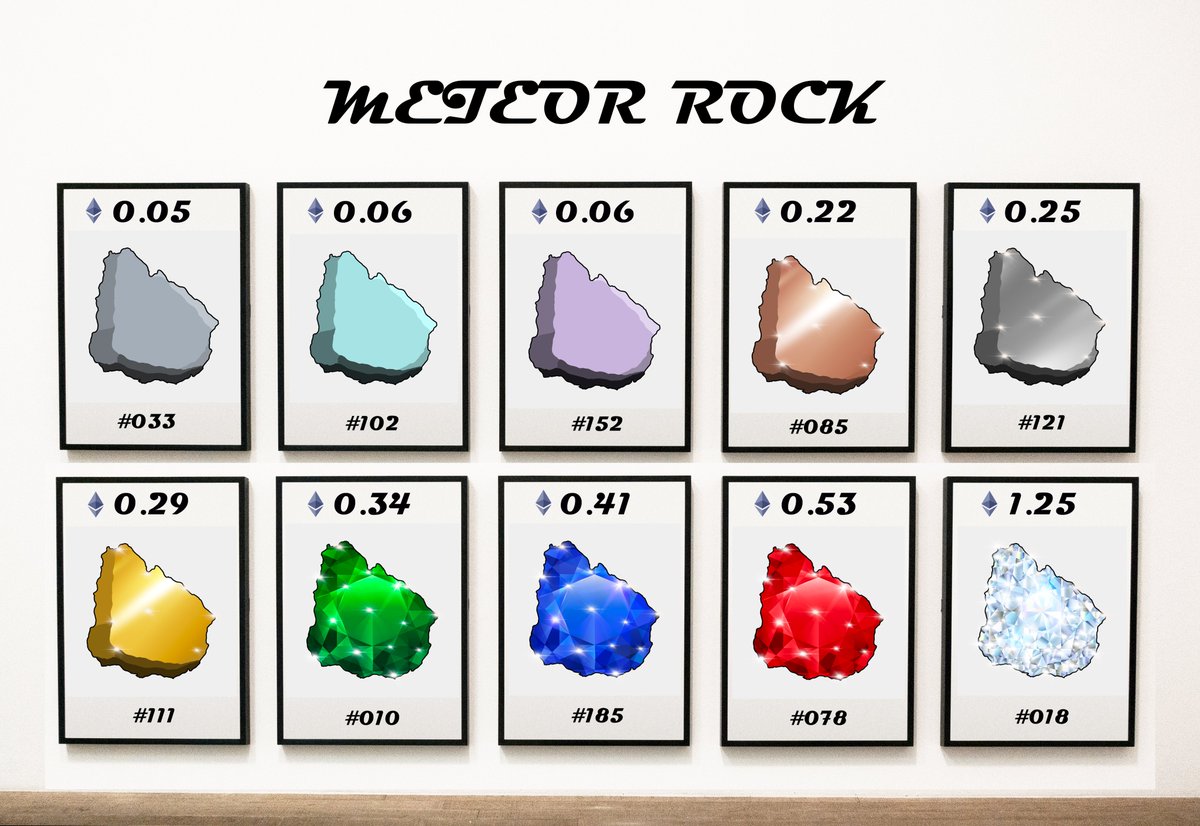MeteorRockNFT's tweet photo. There are only 200 unique #meterocks that have arrived from planet #Nyan. 🪐
Each of them has the power to bring abundance and prosperity to those who possess it.☄️🪨

🔥Types of meteor rocks🔥
#opensea #Ethereum #art #community #EthermeteorRock https://t.co/6FsGO5TdfF
