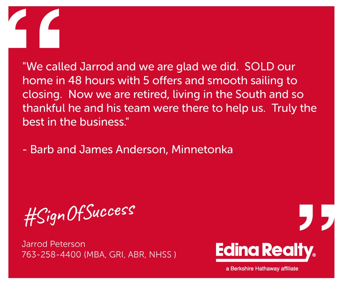 jarrodpeterson's tweet image. Thank you Anderson Family!   It was our pleasure to work with you!   #AskJarrodHeKnows #signofsuccess @Edina_Realty @EdinaRealtyMG