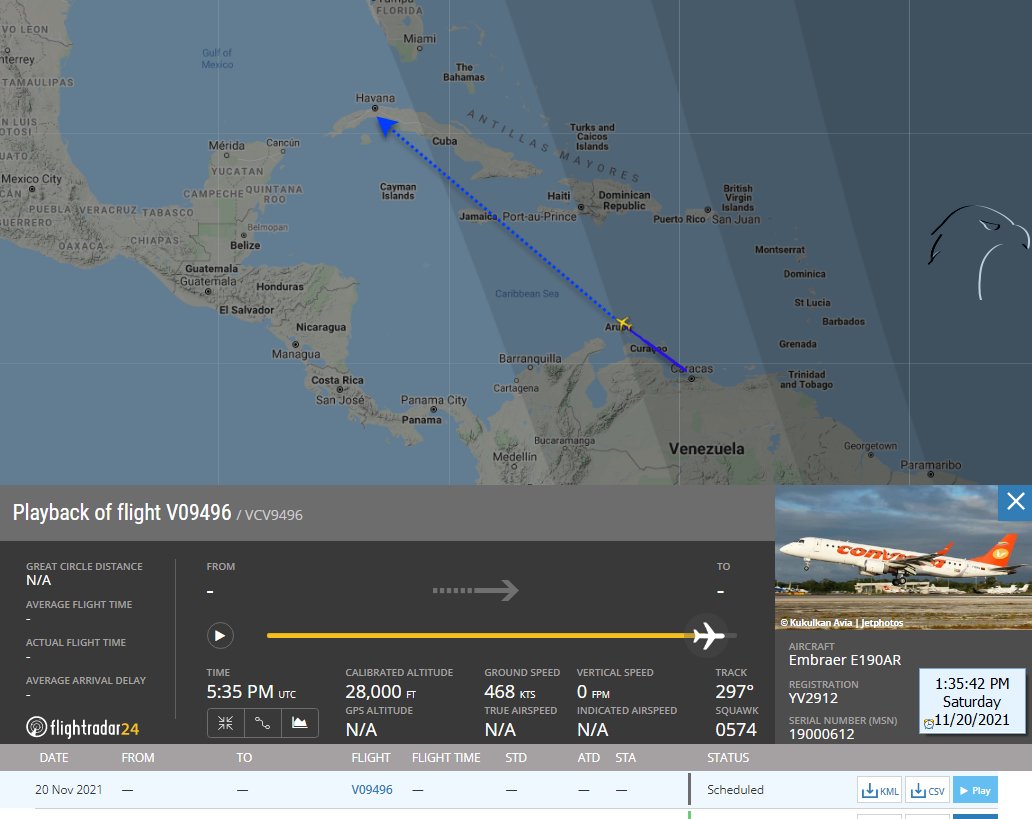 FlconEYES's tweet photo. 🚨🛰️CARGUERO CONVIASA #YV2912 en el José Martí🛰️🚨 N4RC0S🇨🇺🇻🇪TRAFICANDO continúa la venta de vacunas con plasma de sangre ordeñada a los cubanos. #AvGeek #ADSB #Aviation #OSINT #20Nov https://t.co/qKFeKUpGX7