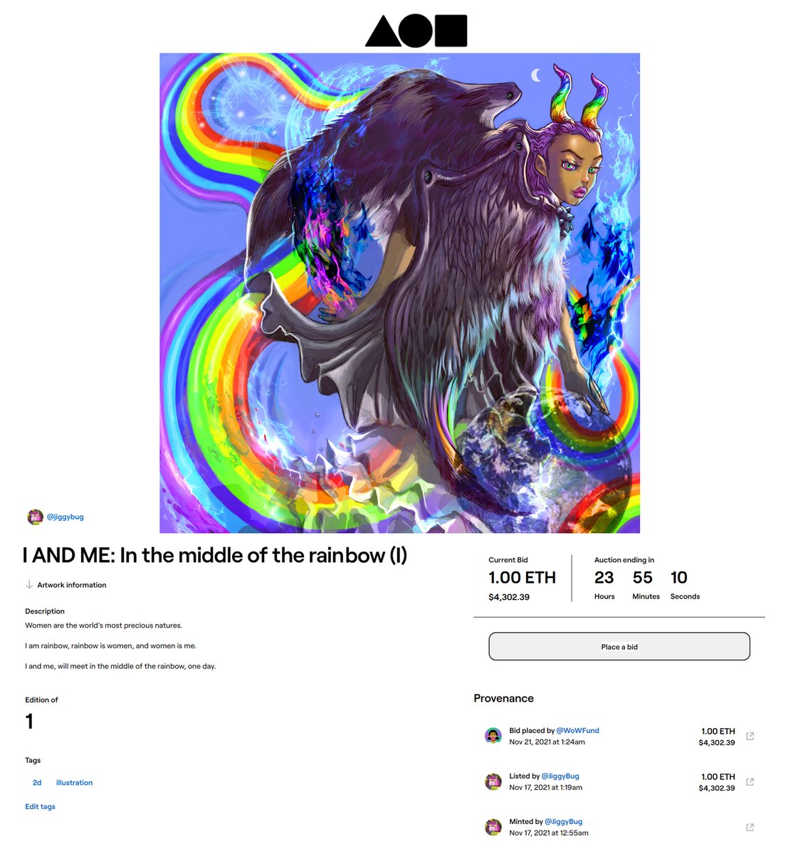 "First Bid Start"...Thank you <a href="/worldofwomennft/">world of women</a> 
waiting for second nd bidder ^-^

artwork by <a href="/Jiggy_Bug/">Chaiporn Panichrutiwong</a> on @withFND! 🌐
foundation.app/@JiggyBug/~/10… 

#NFT #NFTs #NFTartist #NFTart #Foundation #FoundationNFT  #nft_asia #ThaiNFT #nftcollector #nftcollectible #Cryptoart