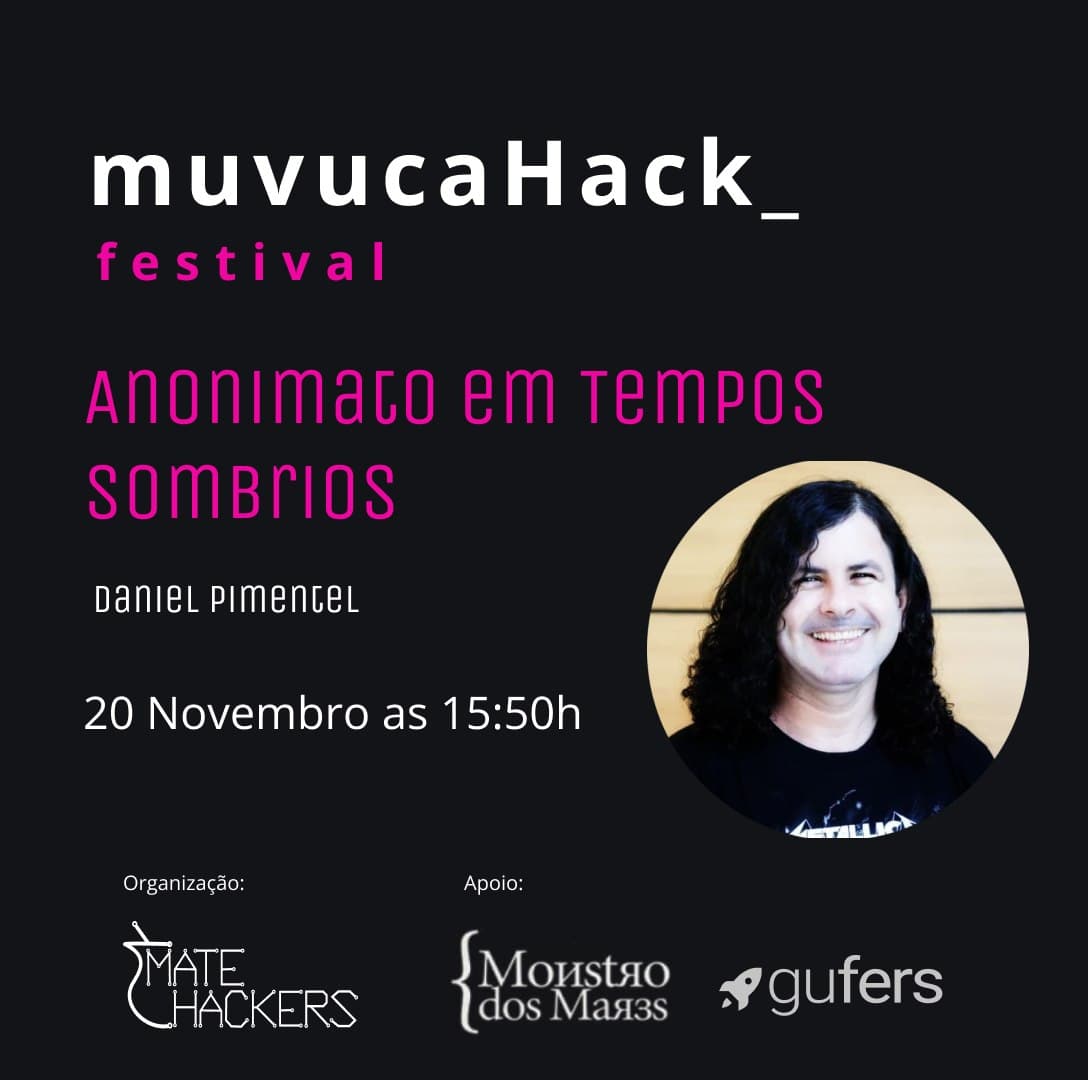 MateHackers's tweet photo. Começando agora 'Anonimato em Tempos Sombrios' com Daniel Pimentel

https://t.co/Stc2JwjL2p https://t.co/tkp6u5xsJa
