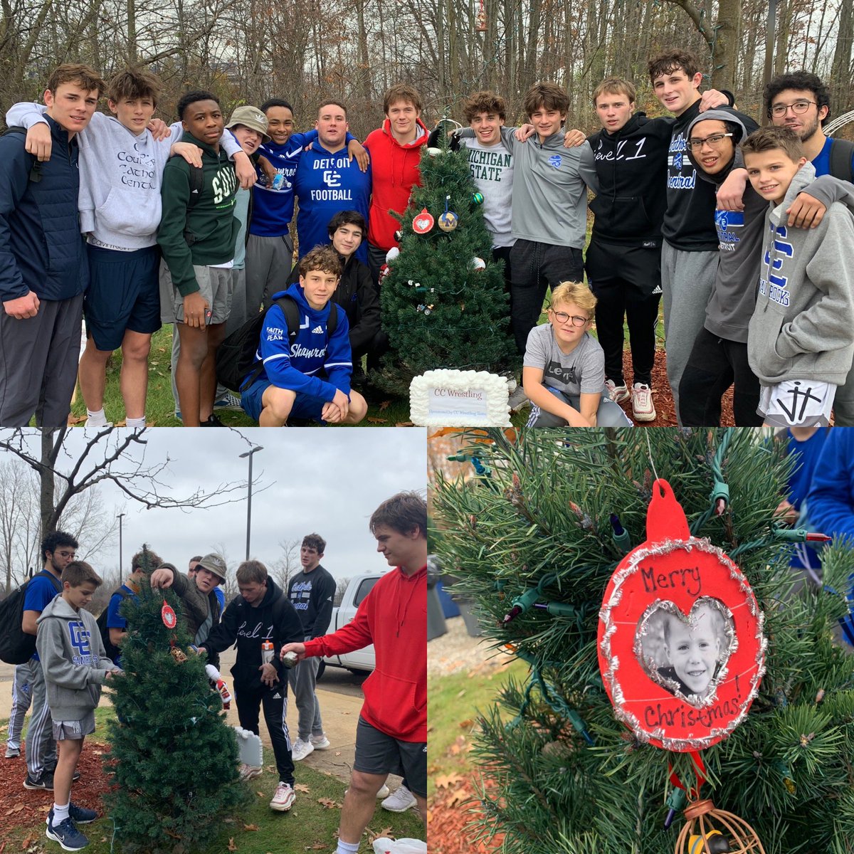 DCCWrestling's tweet photo. Had some fun decorating the Wrestling Christmas Tree after practice today! Represents our team: simple, ugly and humble. #Loveit #WeRCC https://t.co/dFUZlGwpxH