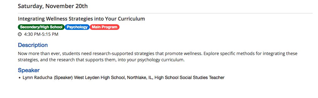 To my colleagues attending #NCSS2021: You don't want to miss #Leydenpride teacher Lynn Raducha's session today at 4:30 on wellness and positive psychology. I'm so proud of the psychology team for the direction that course has taken.