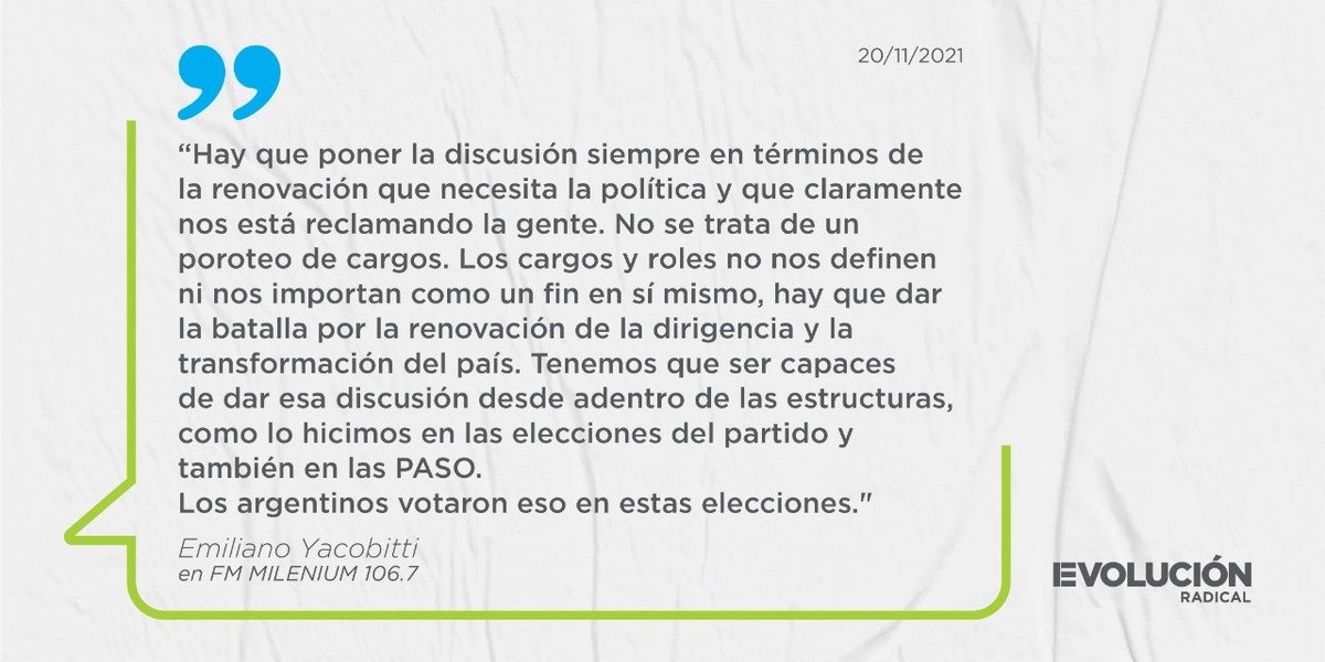 Yaco_Emiliano's tweet image. Necesitamos debatir sobre la renovación que necesita la política para transformar a la Argentina. De esto hablamos en Radio Milenium 👉  youtube.com/watch?v=GFWmaO…