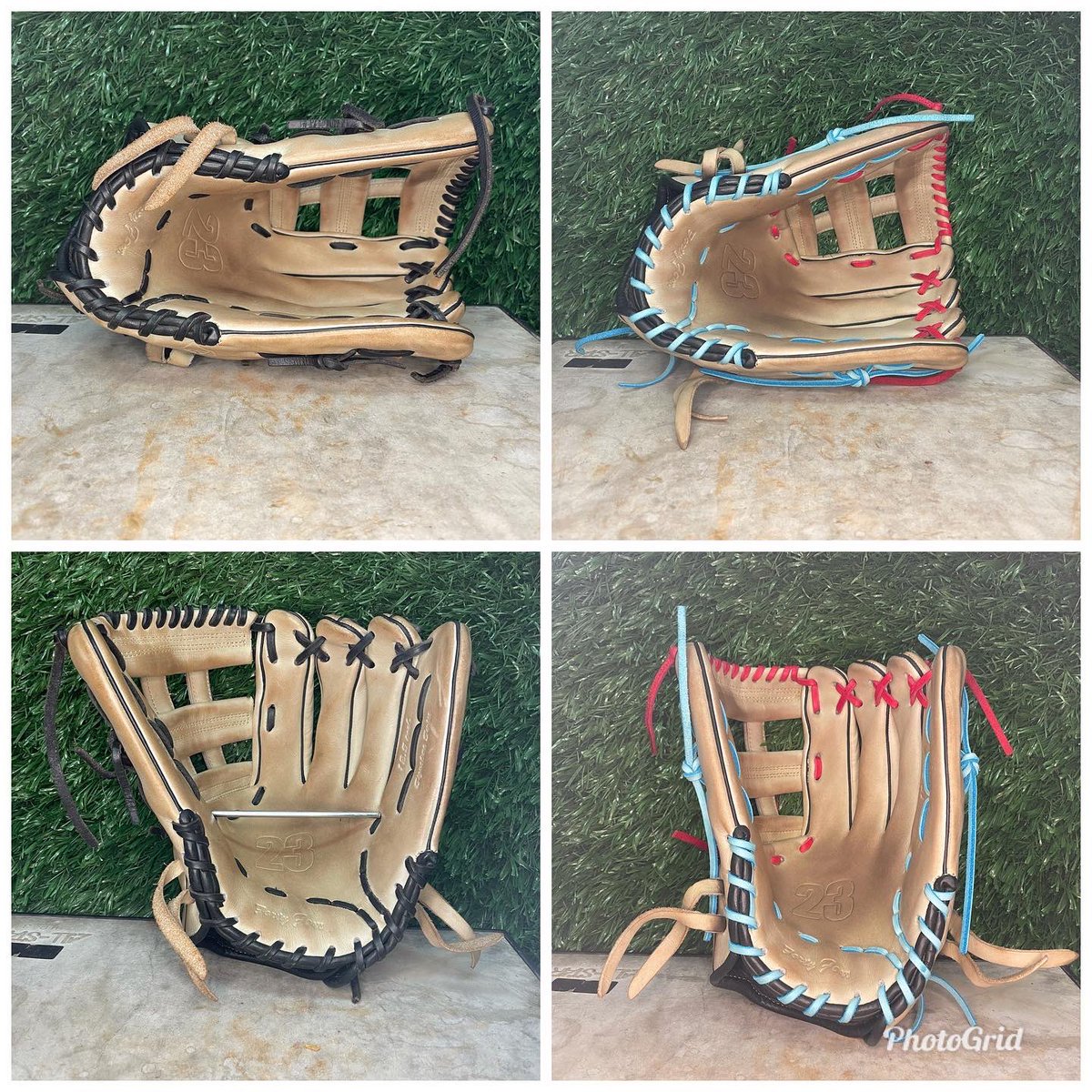 jlo2613's tweet photo. Added some color to this @44progloves 12.5 Signature Series with laces from @flatbillbaseball You know I only use the best cleaner and conditioner from @ballplayersbalm #44pro #44progloves #ballplayersbalm #flatbillbaseball #Brayden7Scott https://t.co/Sv7Zu9LjD5
