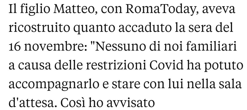#GiovanniManna, morto di Stato.

Eh sì, perché non fanno entrare gli accompagnatori in pronto soccorso perché ciè ilCovidddddd signoramiaa
E poi gli ancioli in camice lasciano sole persone con Alzheimer 👇👇