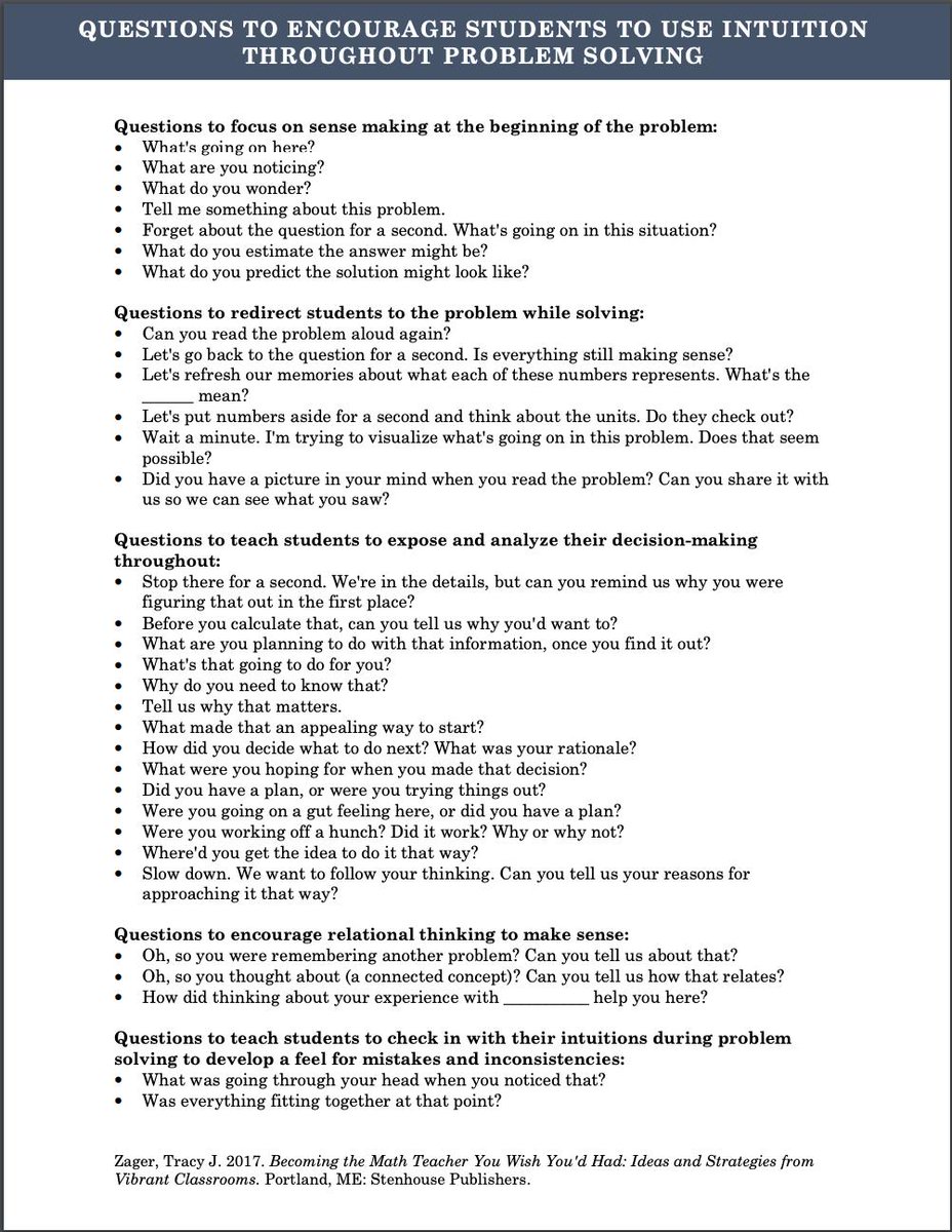 I love these great questions from @TracyZager that encourage math students to use their intuition. tjzager.com/wp-content/upl…. You can get her full book here: amazon.com/Becoming-Math-… #becomingmath #iteachmath