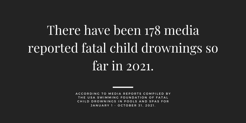poolsafely's tweet photo. As of the end of October, there have been 178 fatal pool/spa child drownings reported in 2021. Remember: #watersafety doesn't have an off-season! (via @SwimFoundation) https://t.co/UBLTo4yYOE