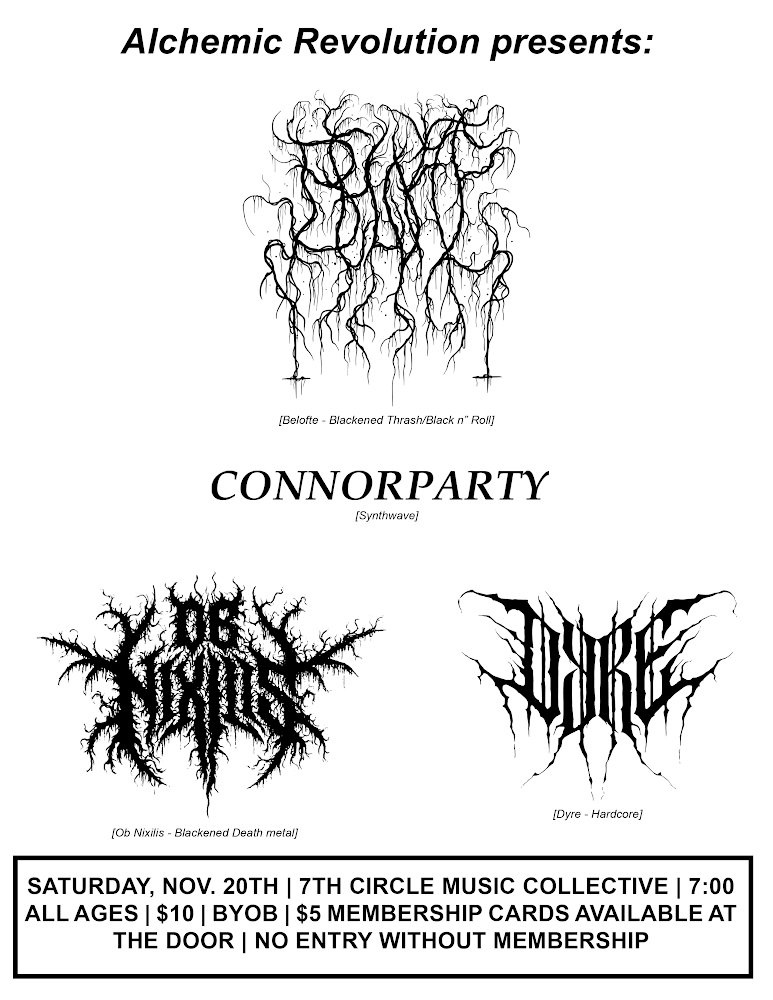 PunksAndPups's tweet photo. ATTN LOCAL MUSIC FANS!
CARPE NOCTEM!! Head down to @SCMC_Denver_DIY TONIGHT for a wicked atmospheric/black metal show with a touch of synth-pop! Details on the poster. See you in the pit! #denver #blackmetal #deathmetal #coloradomusic #coloradometal #kink #fetish #sexpositivity https://t.co/dPi6hbPR2y