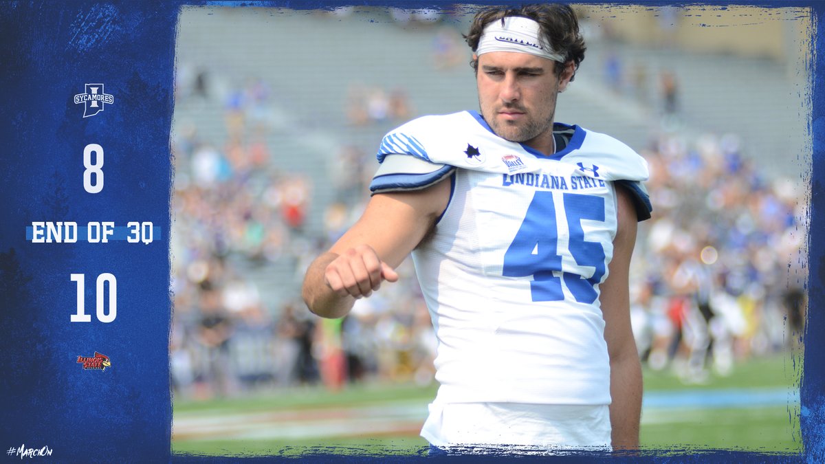 IndStFB's tweet photo. End 3Q | ILST 10, ISU 8

Go ahead and dap him up! @wharwood33 finds the end zone for the two-point conversion and we've got a ballgame heading into the final 15 minutes here in Normal

#MarchOn | #LeaveNoDoubt https://t.co/jnVZI9wnTB